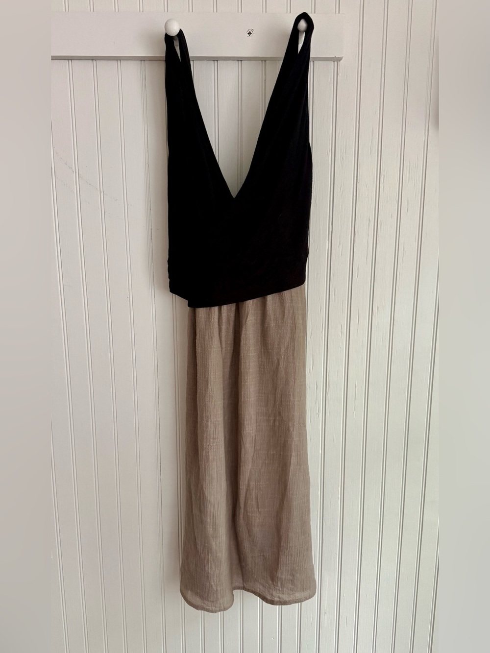Amadi for Anthropologie Black and Tan Two-Tone Dress Size M